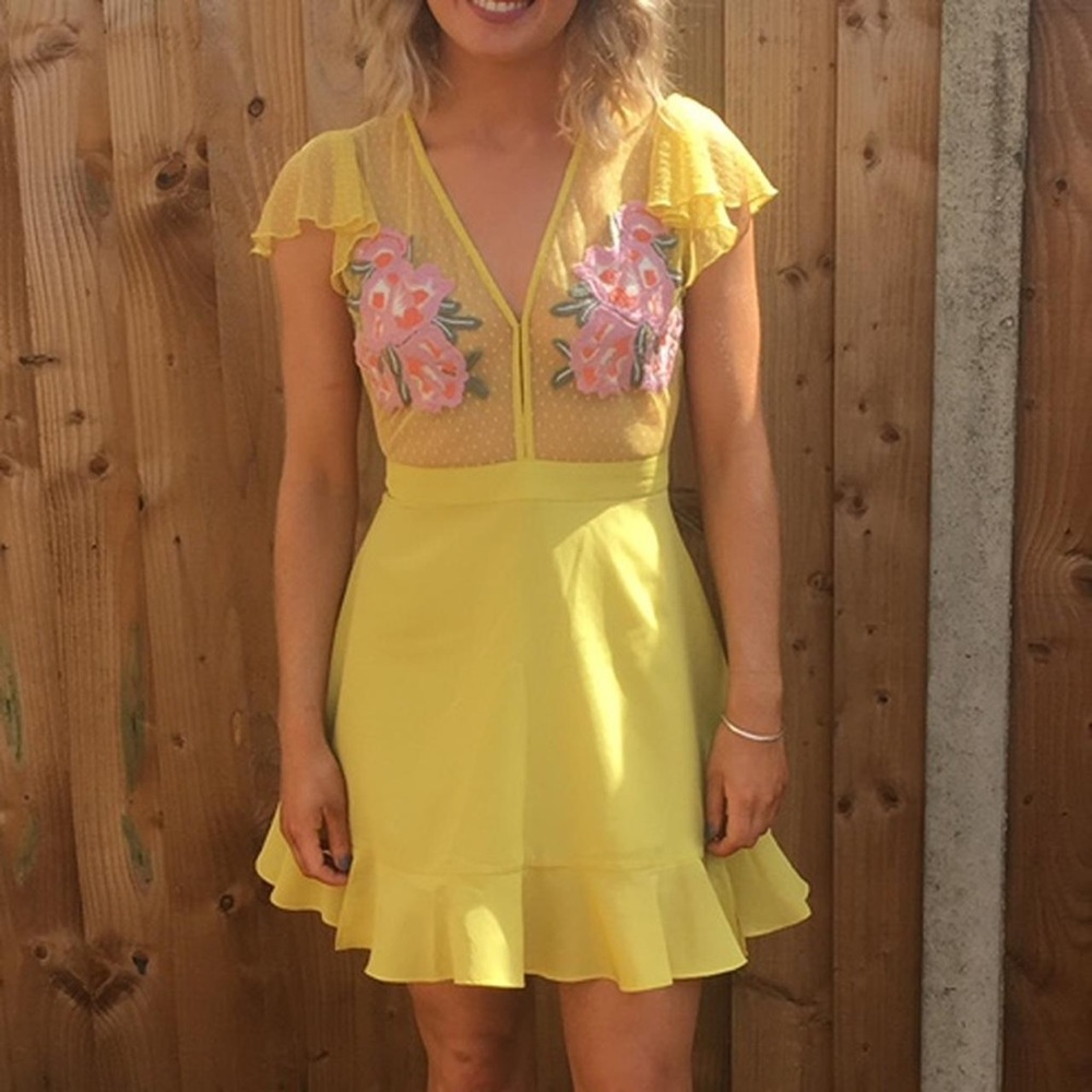 Cleobella x Rocky Barnes for Revolve XS Yellow Mini Dress NWT